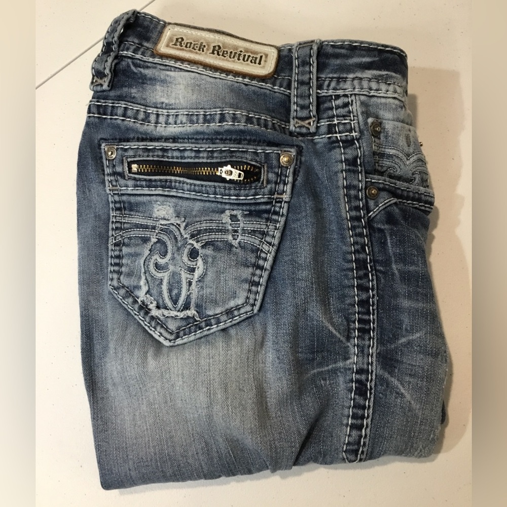 Rock Revival Ankle Skinny Jeans Womens 27 Fit 27x26 Low Rise Blue Denim Pants